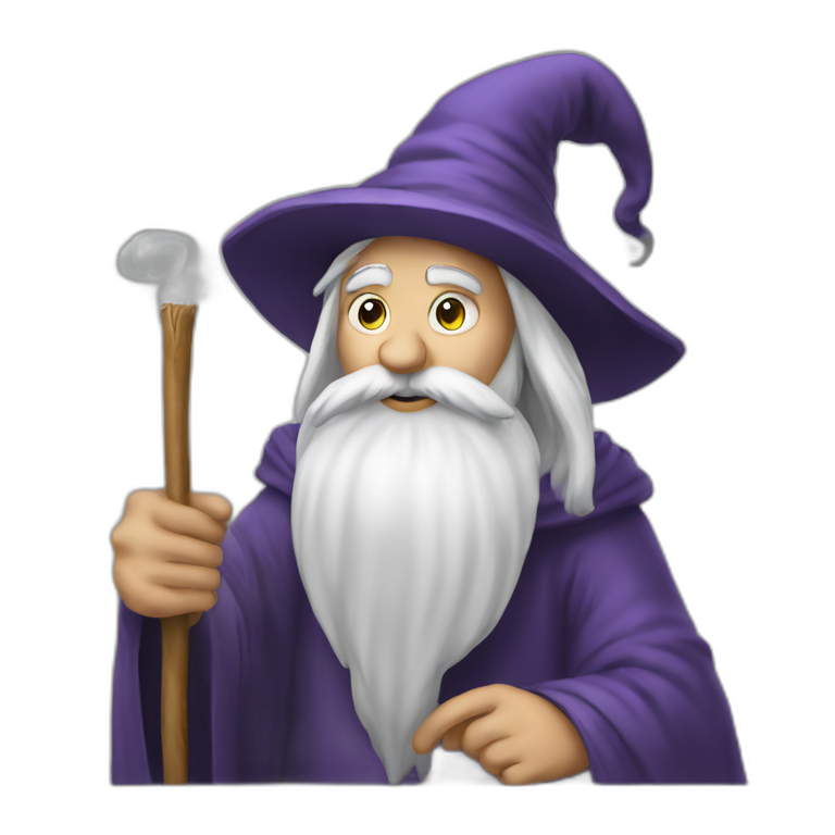 wizard thinking face holding a chalk emoji