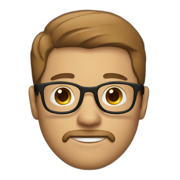 man with a brown and white beard glasses and short brown hairs emoji