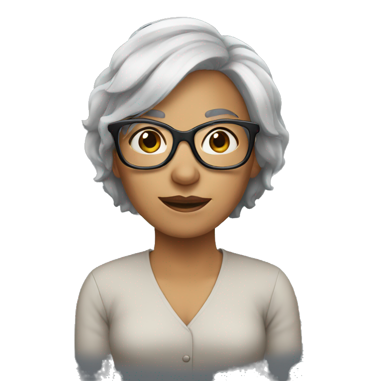 woman gray hair black glasses emoji
