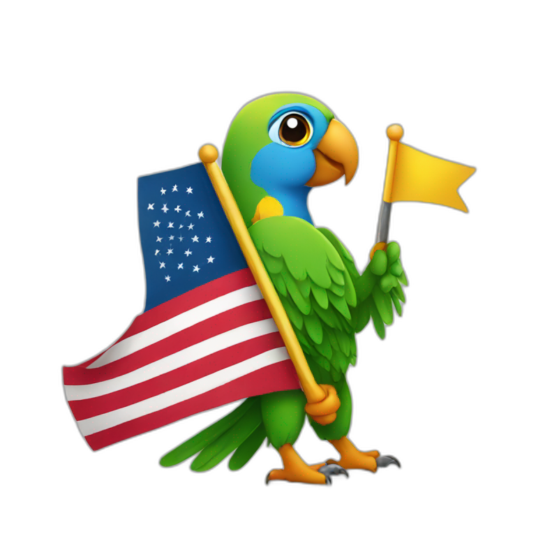 parrot holding a flag emoji