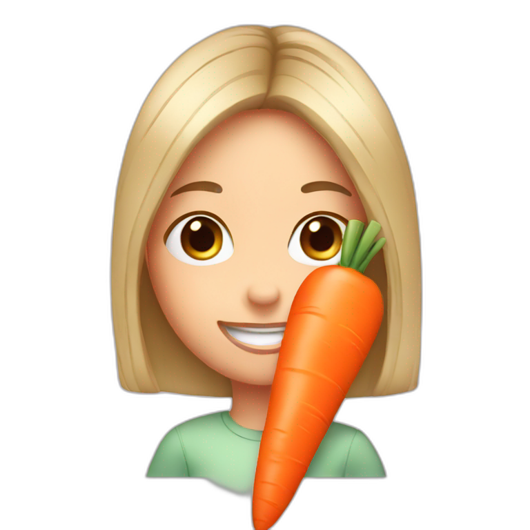 Girl liking a carrot emoji