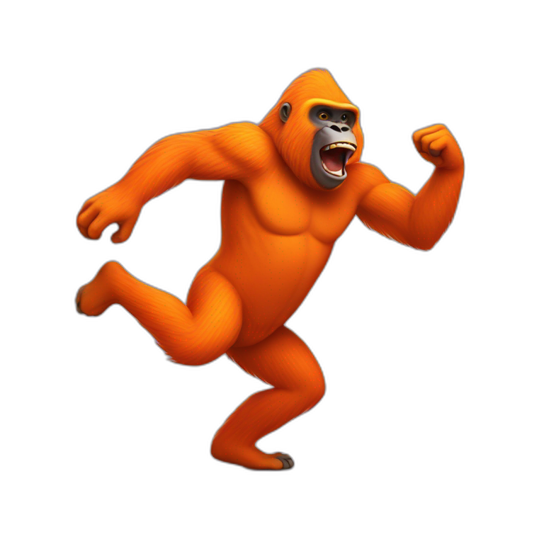 A dancing orange gorilla emoji