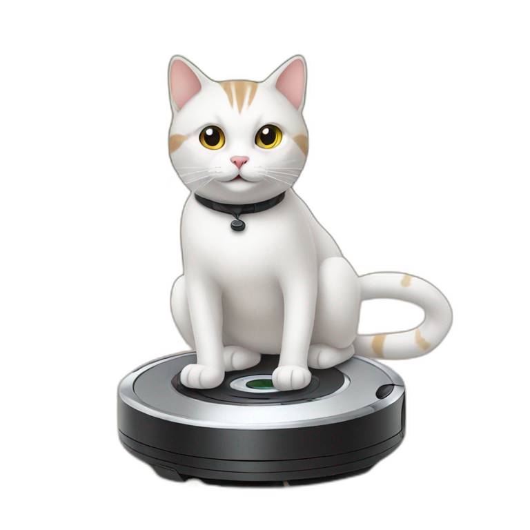 Cat riding fashion on a roomba