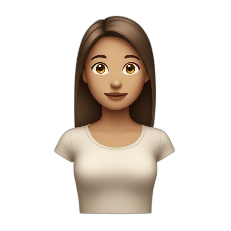 Girl with brown hair straight with clear skin tone emoji