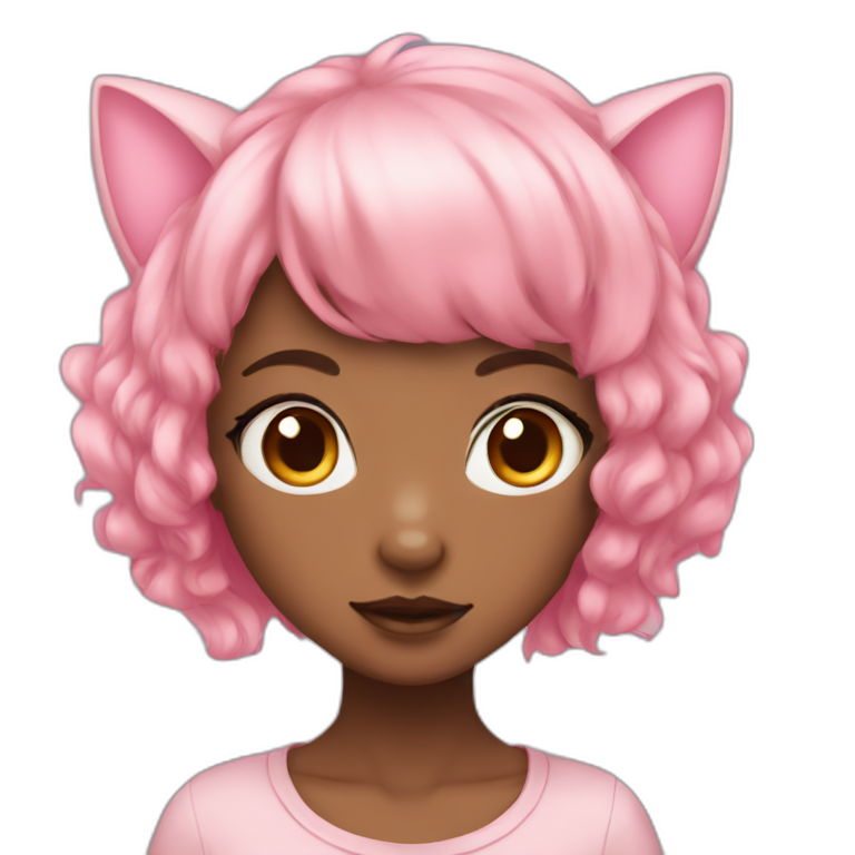 Neko girl with big eyes and pink hair emoji