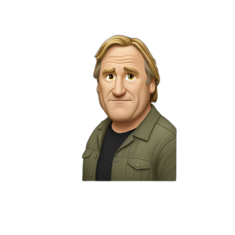 Moitié de la tête de Depardieu dépassant d’un mur emoji