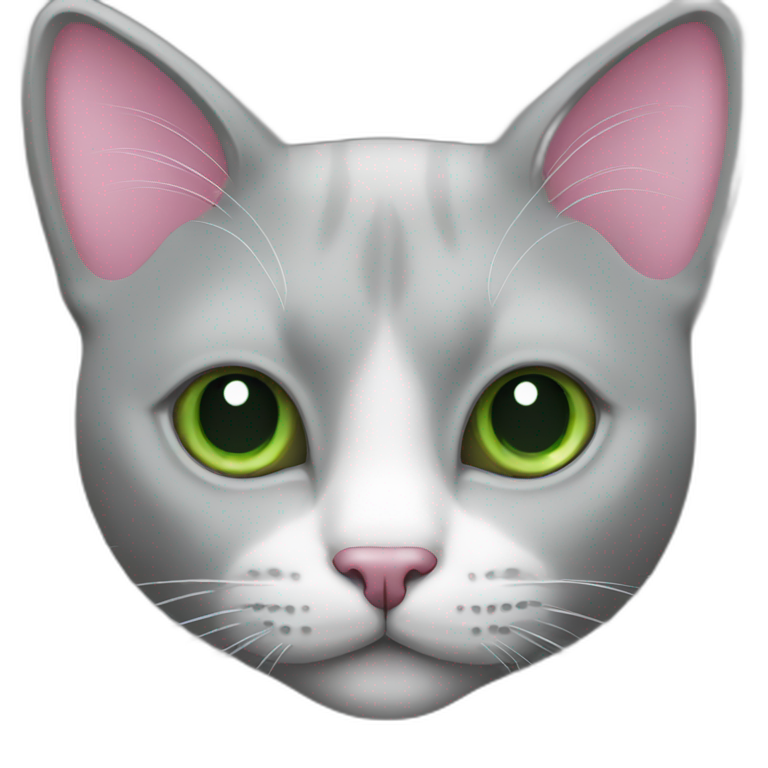 Cat-grey-with-green-eyes-with-pink-nose emoji
