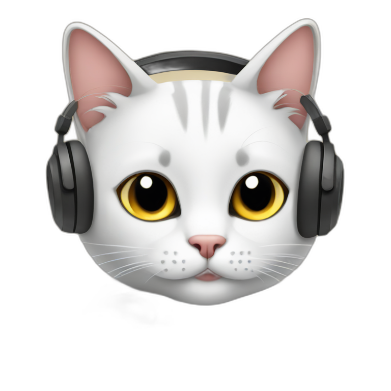 Cat with headphones on laptop emoji