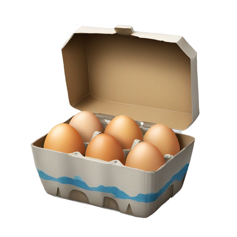 Realistic open carton of eggs island emoji | AI Emoji Generator