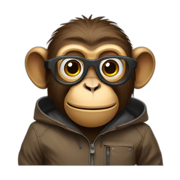 A monkey with googles and coat emoji