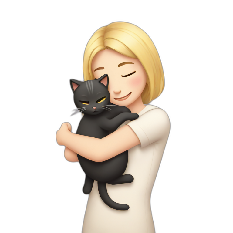 Hug cats and girl emoji