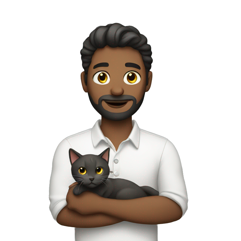 A man holding a cat emoji