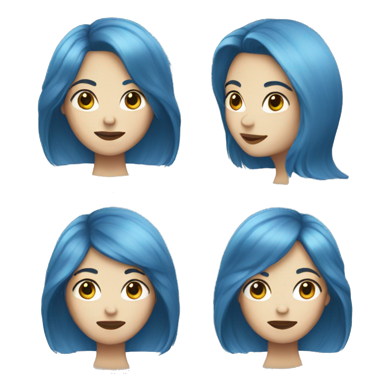 blue-hair-woman, white skin emoji