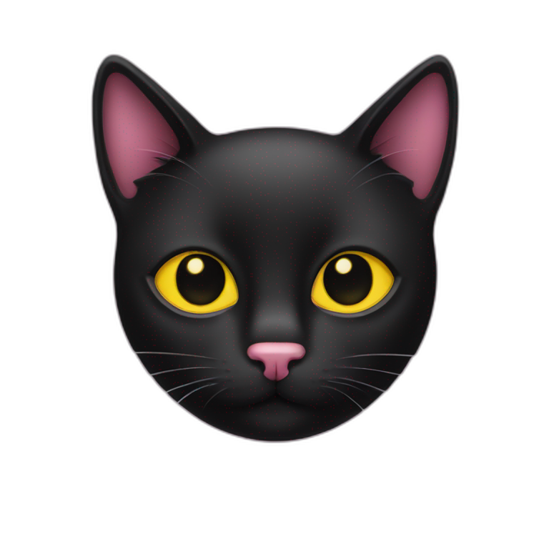 black cat with pink nose and yellow eyes emoji