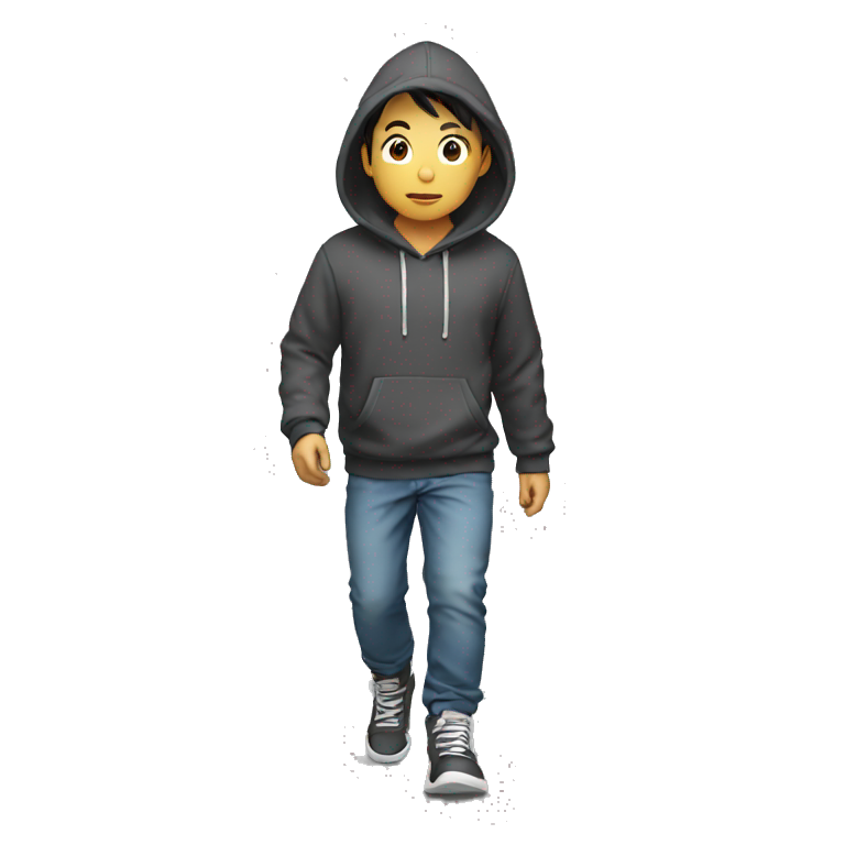 asian Boy in hoodie is walking  emoji