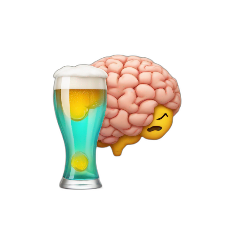 emoji brain holds beer emoji