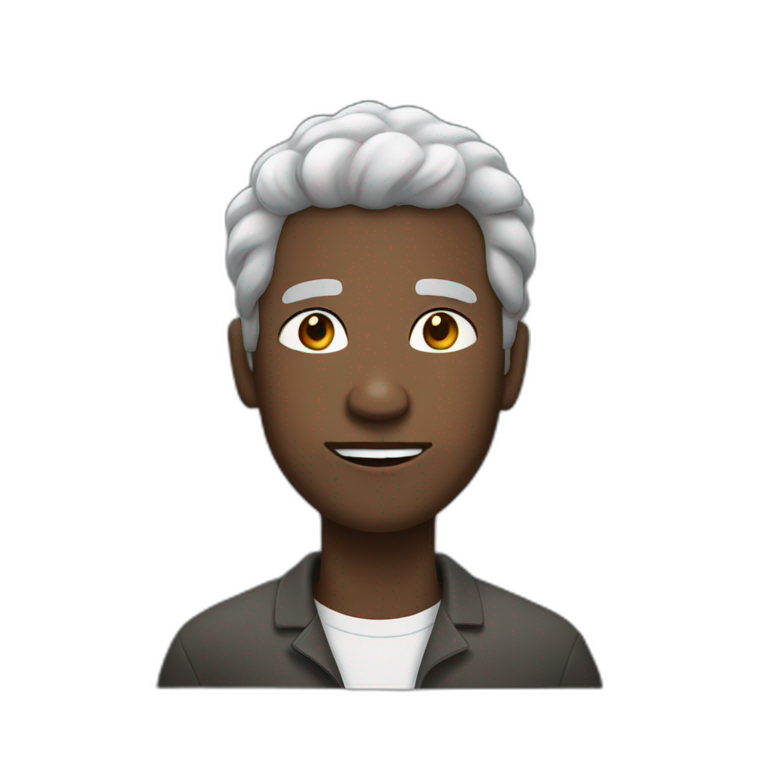 black man with grey and white hair and a goatie emoji