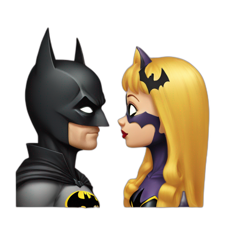 Batman kissing batgirl emoji