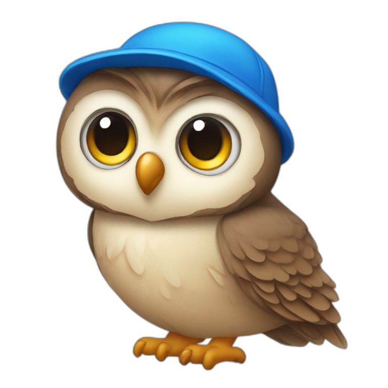 an owl wearing a blue cap emoji