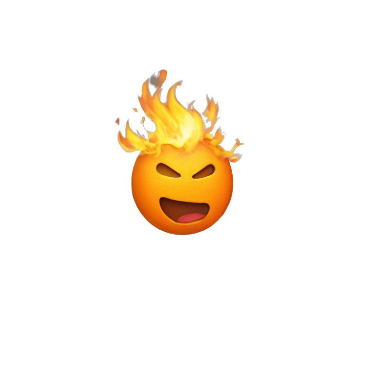 orange ball on fire flying through the air emoji