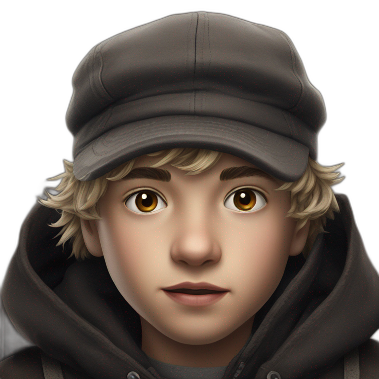 focused boy in hat emoji