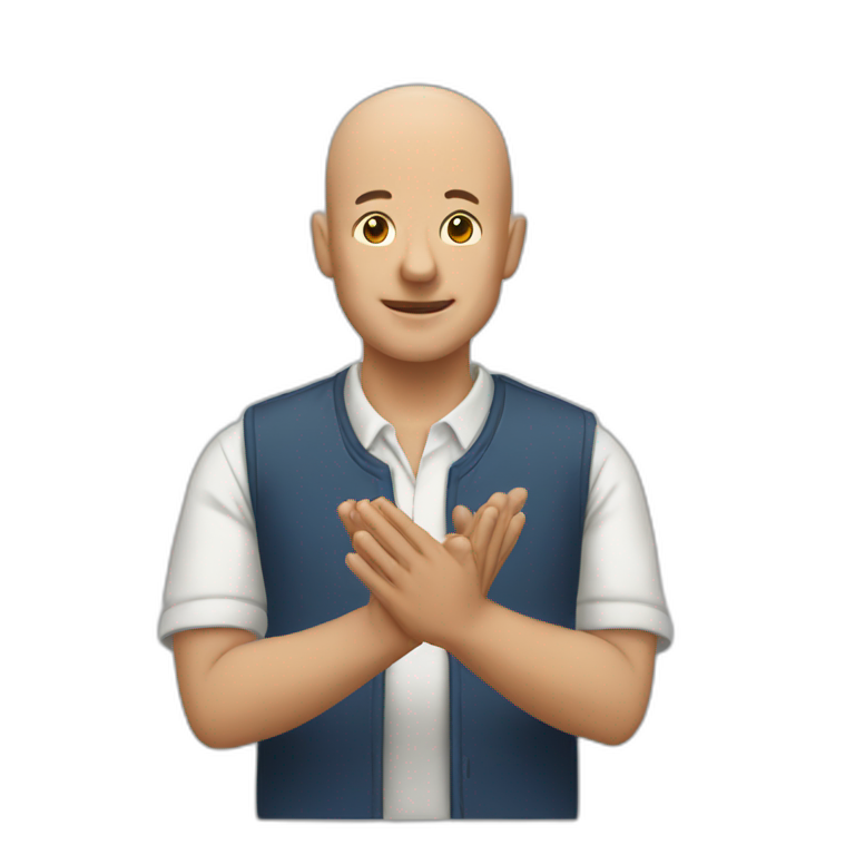 Bald Man claps emoji