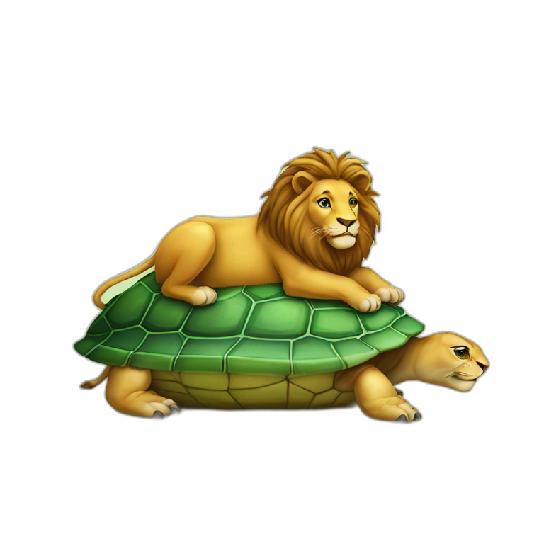 Lion sur une tortue emoji