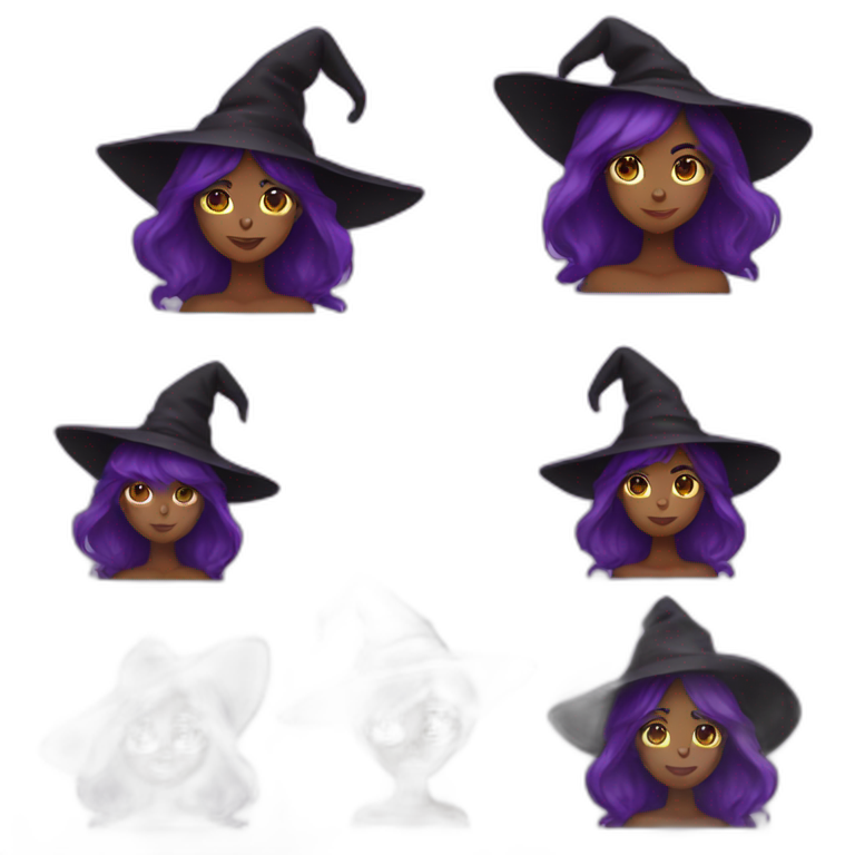 woman witch brown hat purple hair emoji