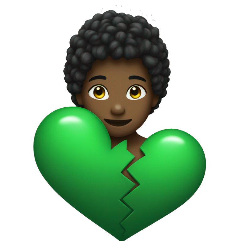 Half black and Green heart emoji