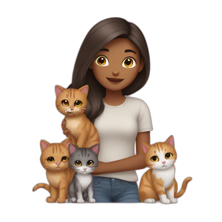 girl with her cats emoji