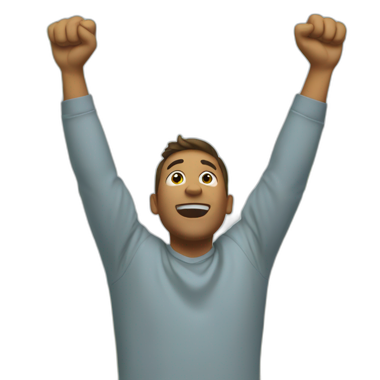 excited man with arms raised above head emoji