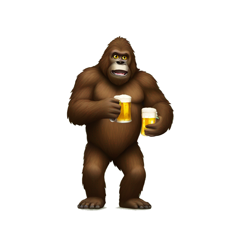 Bigfoot drinking beer emoji