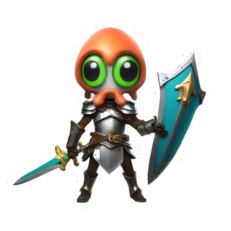 splatoon squid warrior with knights sword and shield emoji
