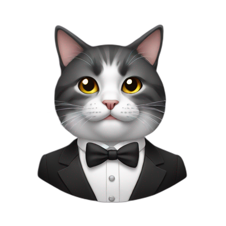 Cat in tuxedo with cigarette emoji