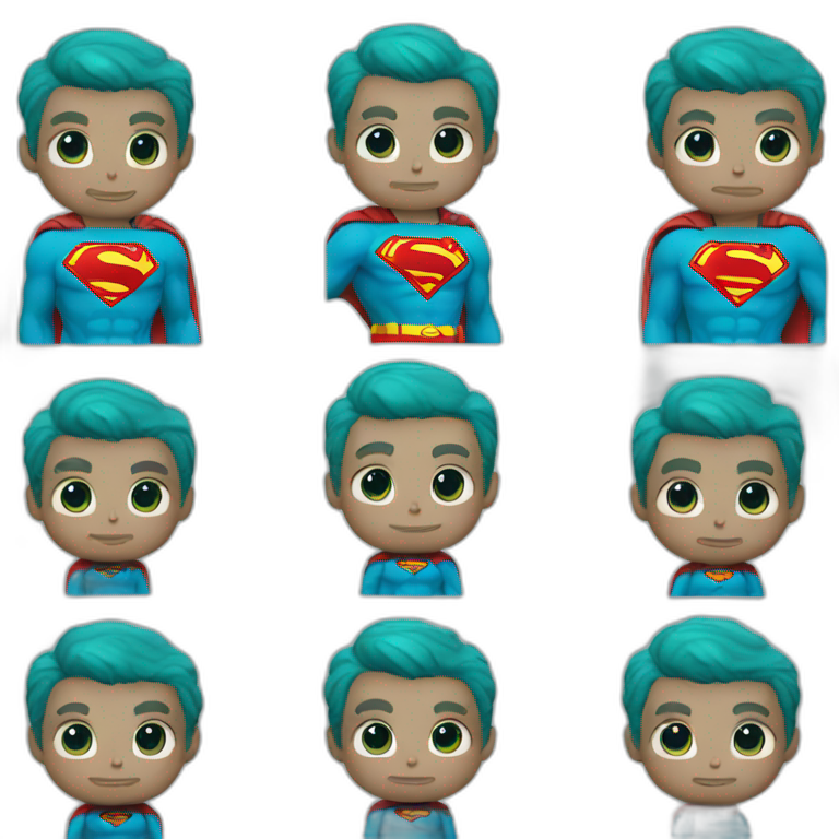 A Superman wears medium aquamarine clothes emoji