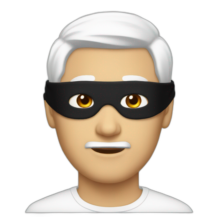 white guy with white hair and a black blindfold emoji