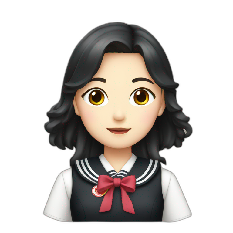 japanese school girl wears black sailor uniform emoji