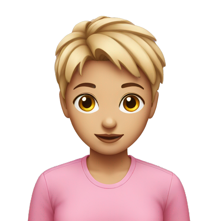 Short haired girl in pink shirt emoji