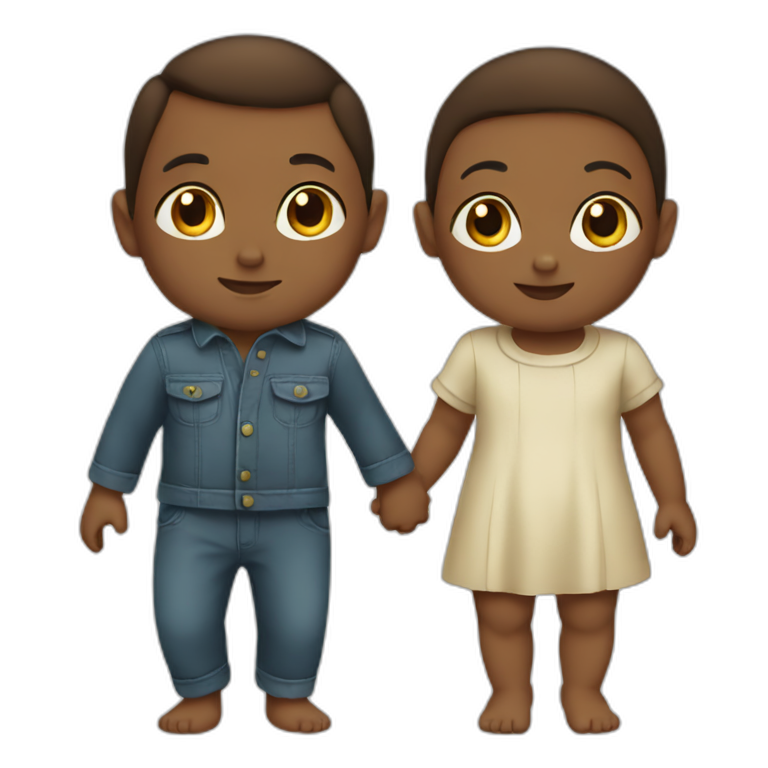 two babies holding hands emoji
