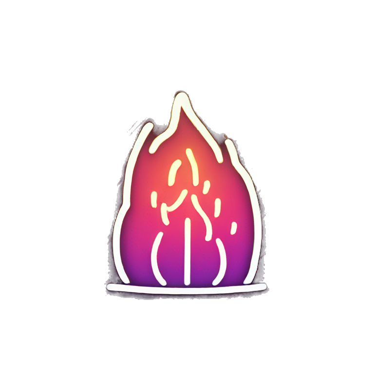 Fire outline neon emoji