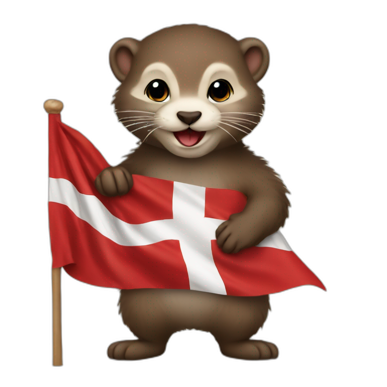 mink holding danish flag emoji