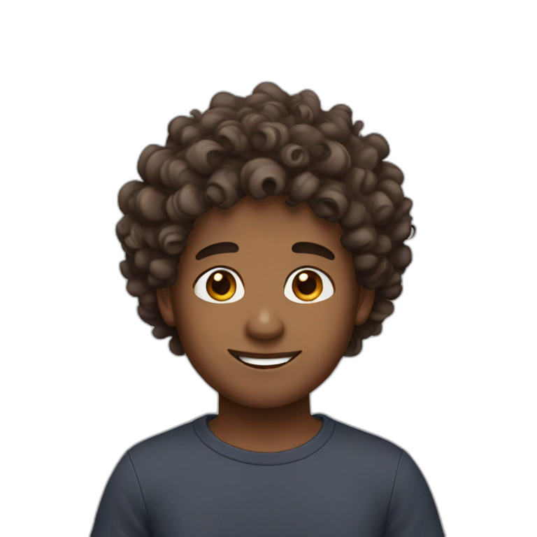 curly hair brown skin boy emoji
