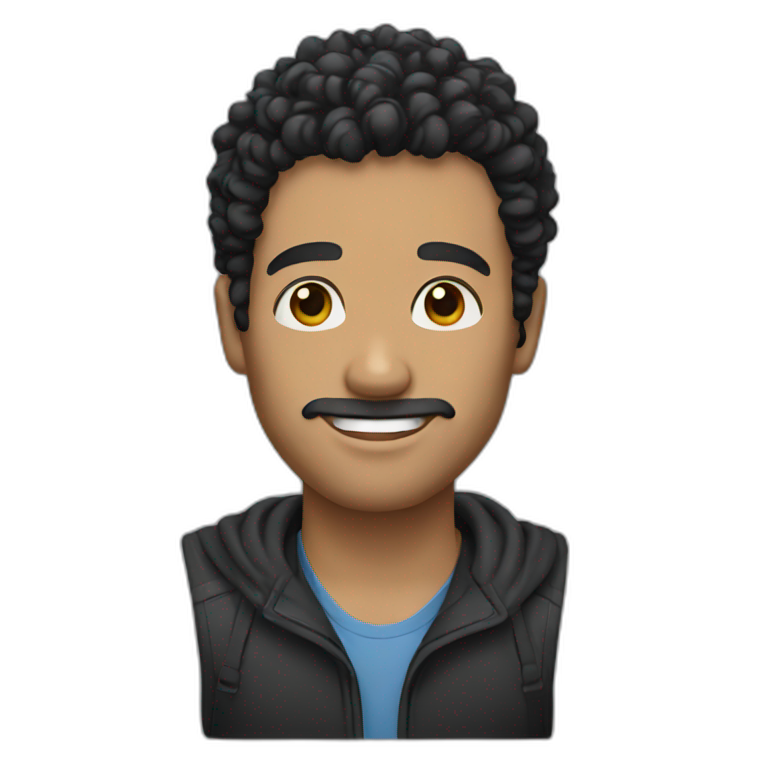 Man with black curly hair emoji