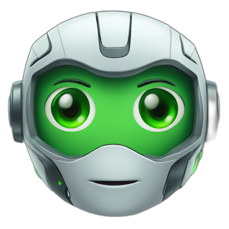 Robot with green eyes emoji