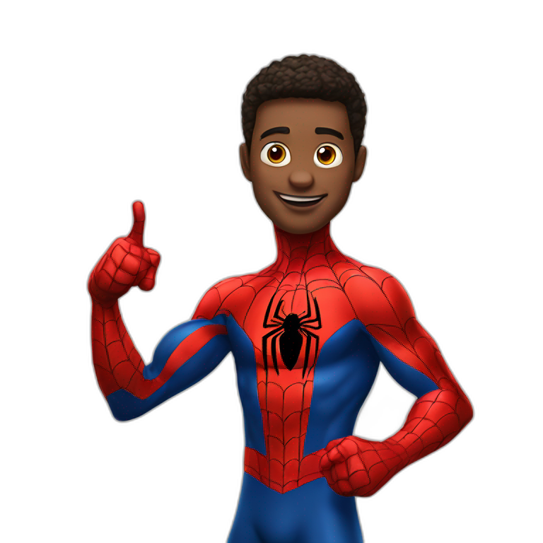 standing spiderman pointing at spiderman emoji