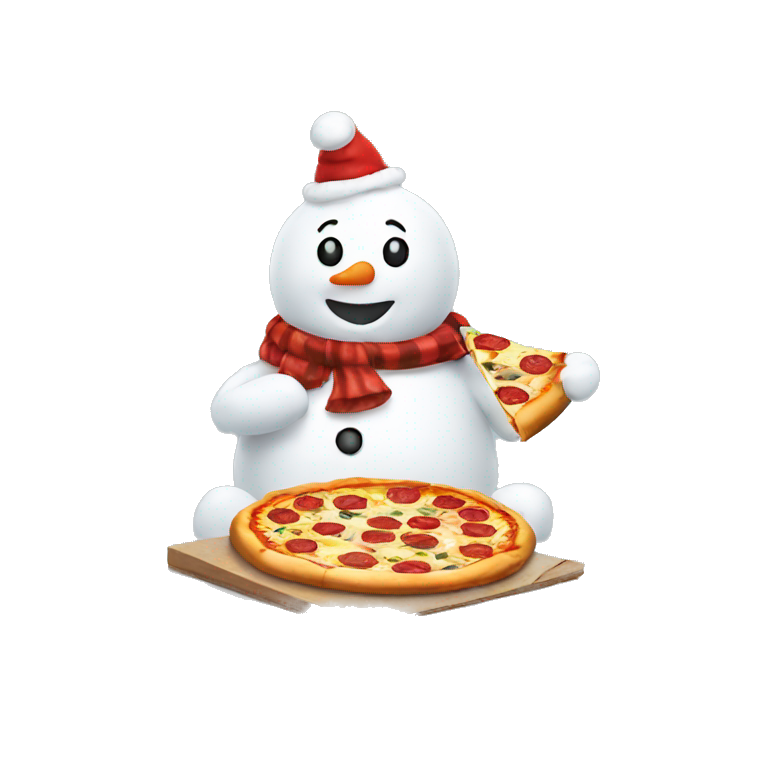 Snowman eating pizza emoji