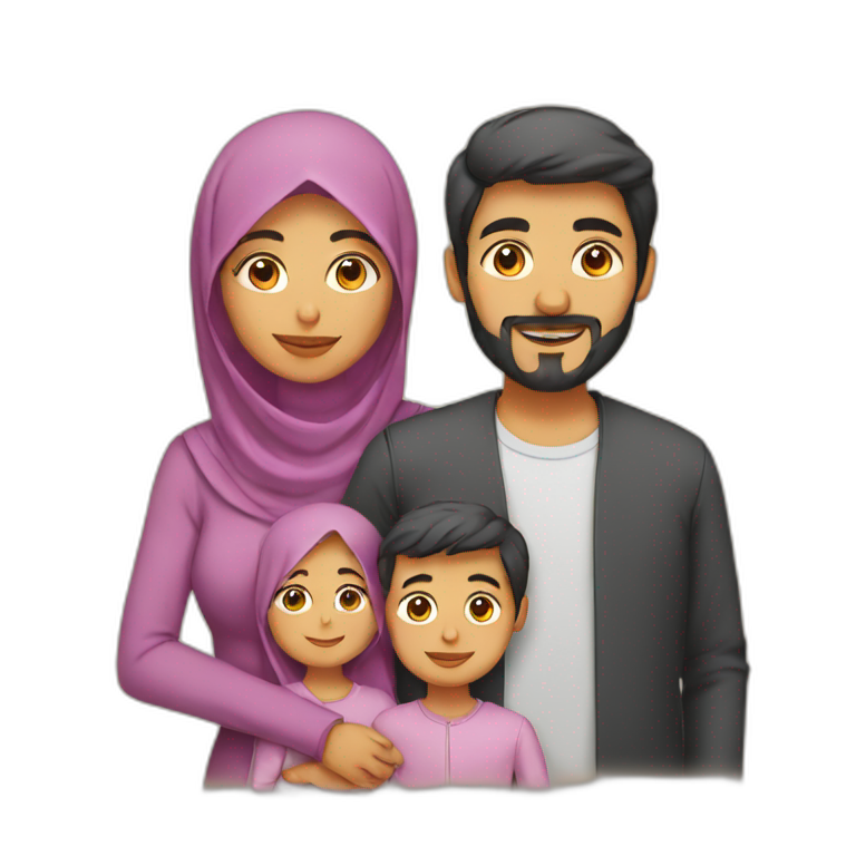 Muslim family with two sons and new born emoji