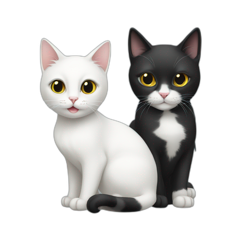 White cat and Black cat emoji