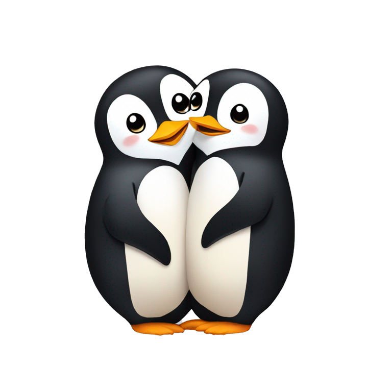 Penguins hugs each other  emoji