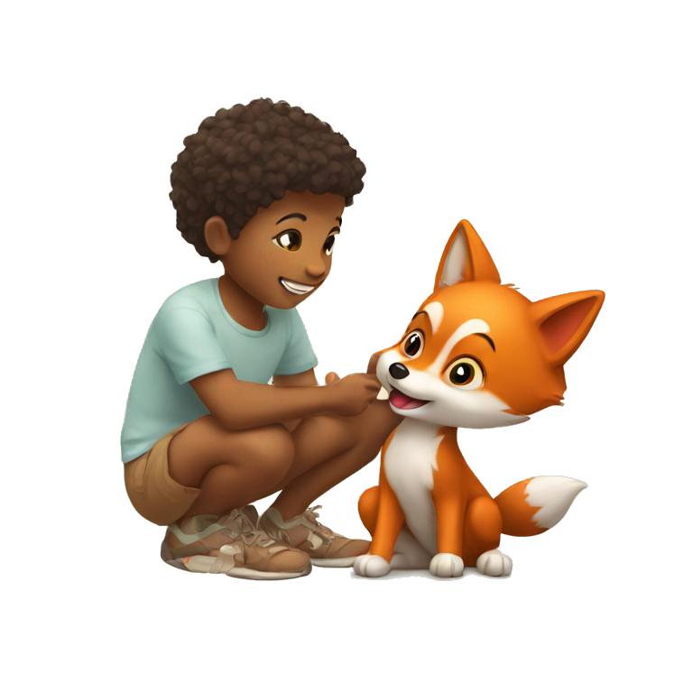 kids playing with little fox emoji